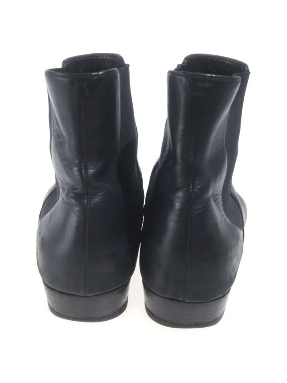Celine Pointed Toe Chelsea Boots Ankle Side Gore Leather Black